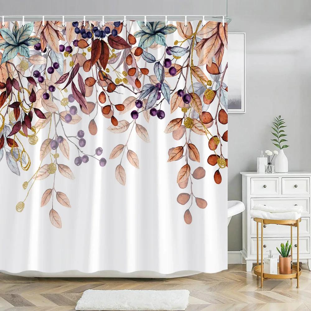 Hummingbird Floral Shower Curtain Watercolor Bird Flower Home Bathroom Decor Polyester Fabric Bathroom Curtain Set Hook Washable