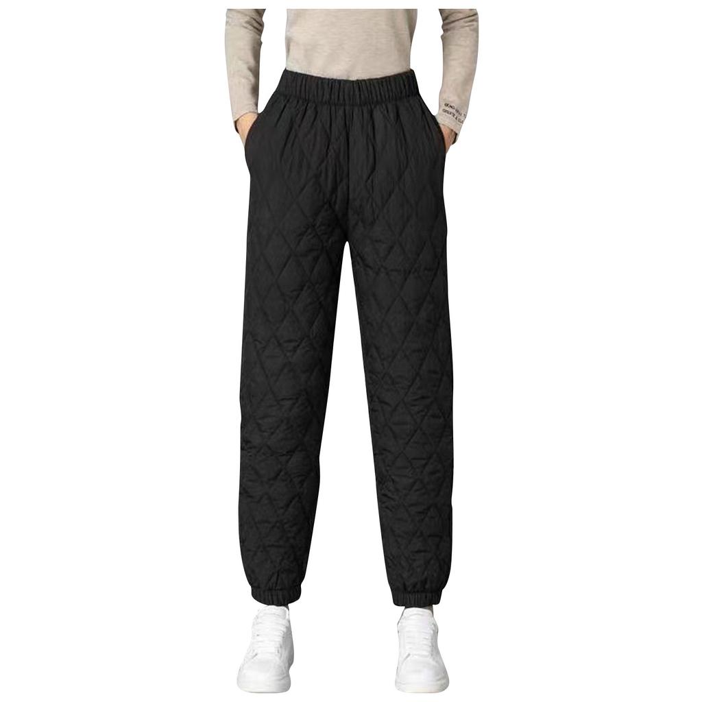 Womens High Waist Cotton Trousers Pockets Grain Workout Joggers Pants