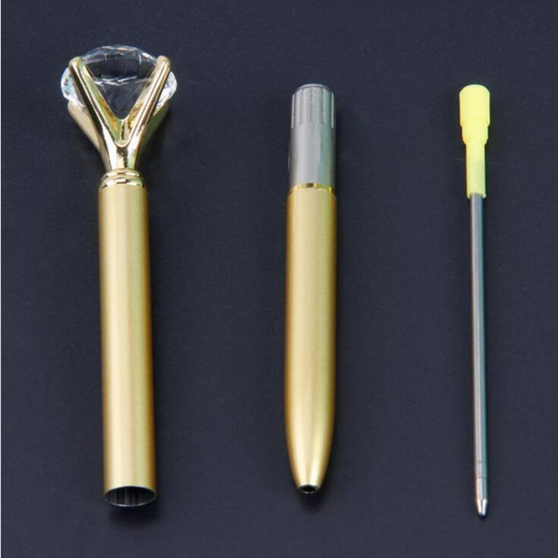 1 Piece Ballpoint Pen School Office Supply Wedding Stationery Crystal Diamond Metal Rose Gold Luxury Spinning