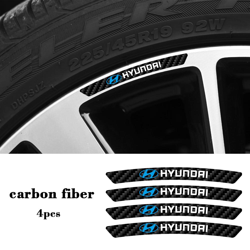 Car Accessories Carbon Fiber Auto Wheel Hub Stickers Auto Emblem Decal For Hyundai Genesis N-LINE I10 I20 I30 I40 IX20 IX35 Kona E7