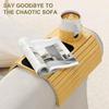 Removable Couch Cup Holder Natural Bamboo Anti-Slip Sofa Armrest Tray Foldable Multifunctional Sofa Cup Holder