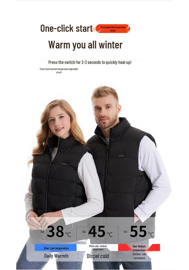 Wow Oh Smart USB-Powered Heated Vest for Men - 26-Zone Temperature Control