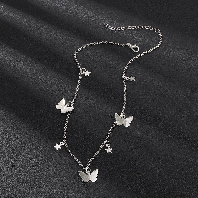 

Small Animal Butterfly Stars Chain Necklaces for Women Gold Silver Color Clavicle Chain Necklaces Jewelry Accessories Pentagram butterfly срібний