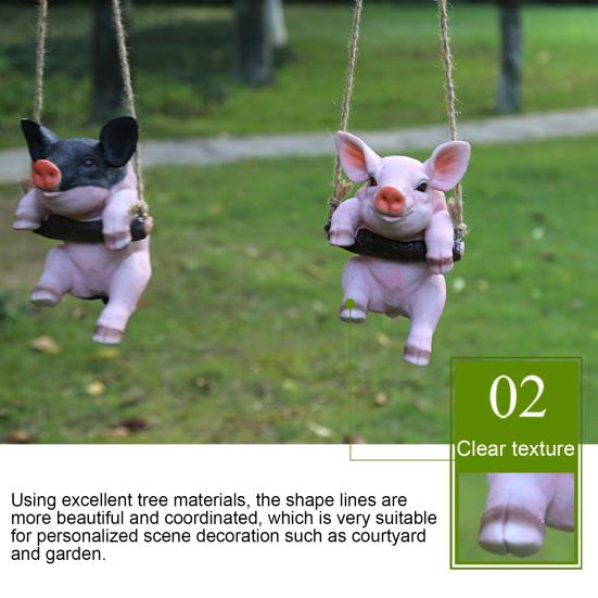 Hanging Statue Animal Pig Shape Landscape Pendant Resin Simulation Swing Figurines Outdoor Decorations