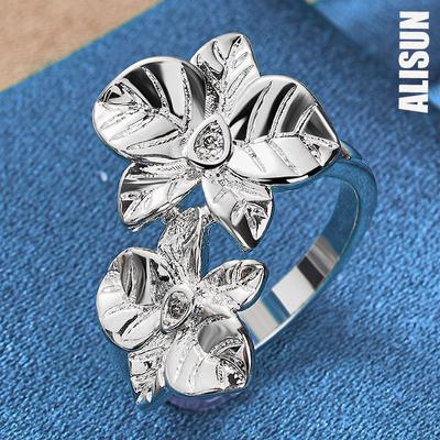 925 Sterling Silver Fashionable Flower Ring Fashionable Wedding Jewelry
