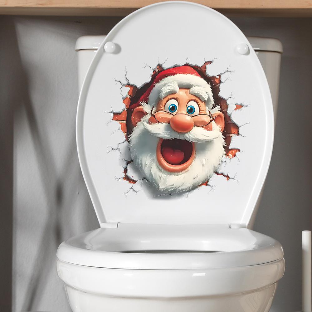 Creative Wall-breaking Santa Claus Bathroom Toilet Toilet Decorative Wall Stickers