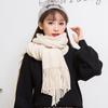 Korean Winter Long Scarf for Women Simple Tassel Shawl Imitation Cashmere Windproof Thicken Warm Solid Color Scarf Wholesale New