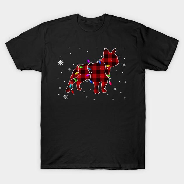 Summer Fashion Clothing Tshirt Funny French Bulldog Christmas Lights Red Plaid Gi Print Men Solid Color Slim Fit Short Sleeve Tops