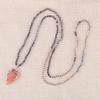 KELITCH Matte Agate Crystal Bead Necklace Gemstone Pendant Statement Long Necklace for Women (Pendant 2)