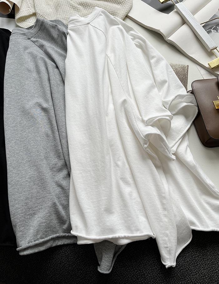 Loose Plus Size Cotton Raglan Sleeve Pullover - Five-Sleeve Summer Top