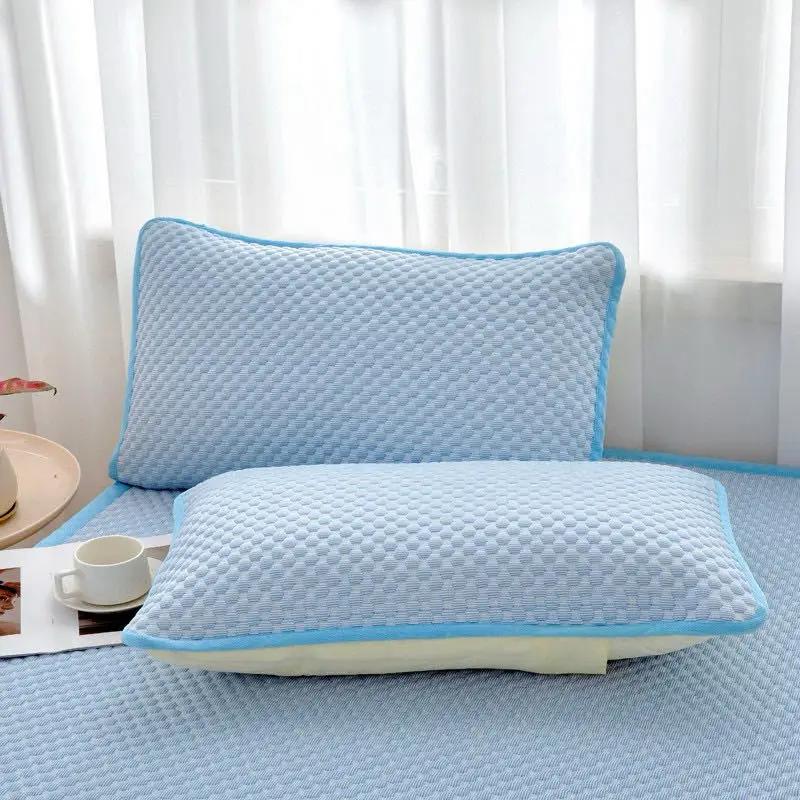 Cooling Ice Silk Pillowcase Solid Color Bean Fabric Summer Air Con Washable Home Use Plain Pillow Cover Without Pillow