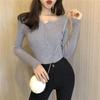 Knitted bottoming shirt women's autumn inner sweater new sweet slim long-sleeved black tights