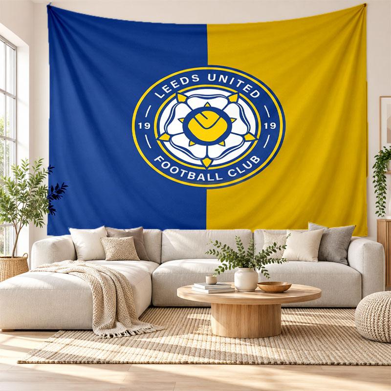 Arazzo da Parete Calcio Leeds United, Appeso a Parete in Tessuto Morbido, Sfondo Decorativo per Camera da Letto Arte Murale per la Casa