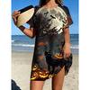 Summer Women’s Fashion 3D Printed Dress Festival Party Activities Dress Loose Breathable Soft Plus-size Casual Vacation Crew Neck Short-sleeve Dress