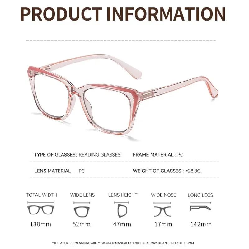 Fashion Square Full-Frame Photochromic Multifocal Reading Glasses Neutral Style High-Definition Blue Light Blocking Glasses +4.0