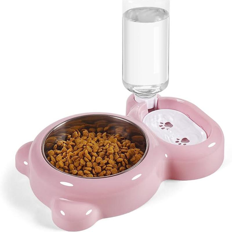 Pet Bowl Drinking Water Automatic Feeding Device Integrated Dual Bowl Anti Tipping Dog Bowl Keeps Your Pet Hydrated