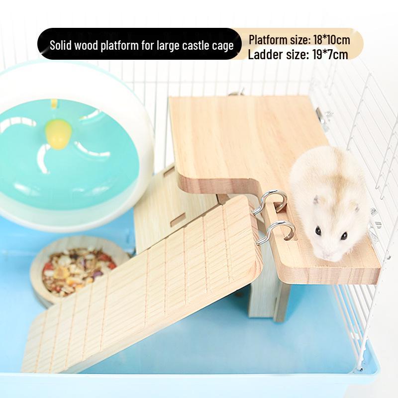 

Двухэтажная клетка-лофт из массива дерева и игрушки для лазания для хомяков