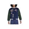 Sportswear Letter Embroidery Spliced Corduroy Color Block Jacket Men Jacket Navy-Blue FQ6159-410