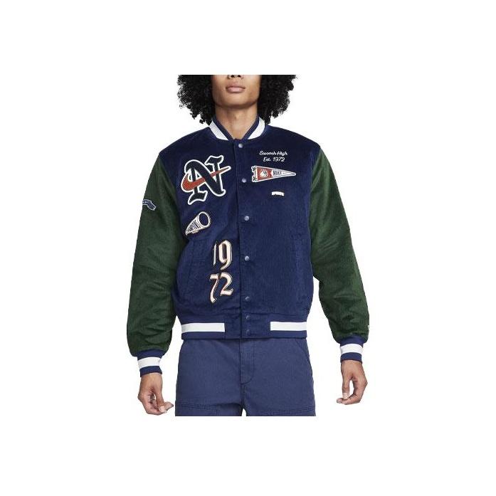 

Куртка мужская Nike Sportswear Letter Embroidery Spliced Corduroy Color Block Jacket Navy-Blue FQ6159-410 M