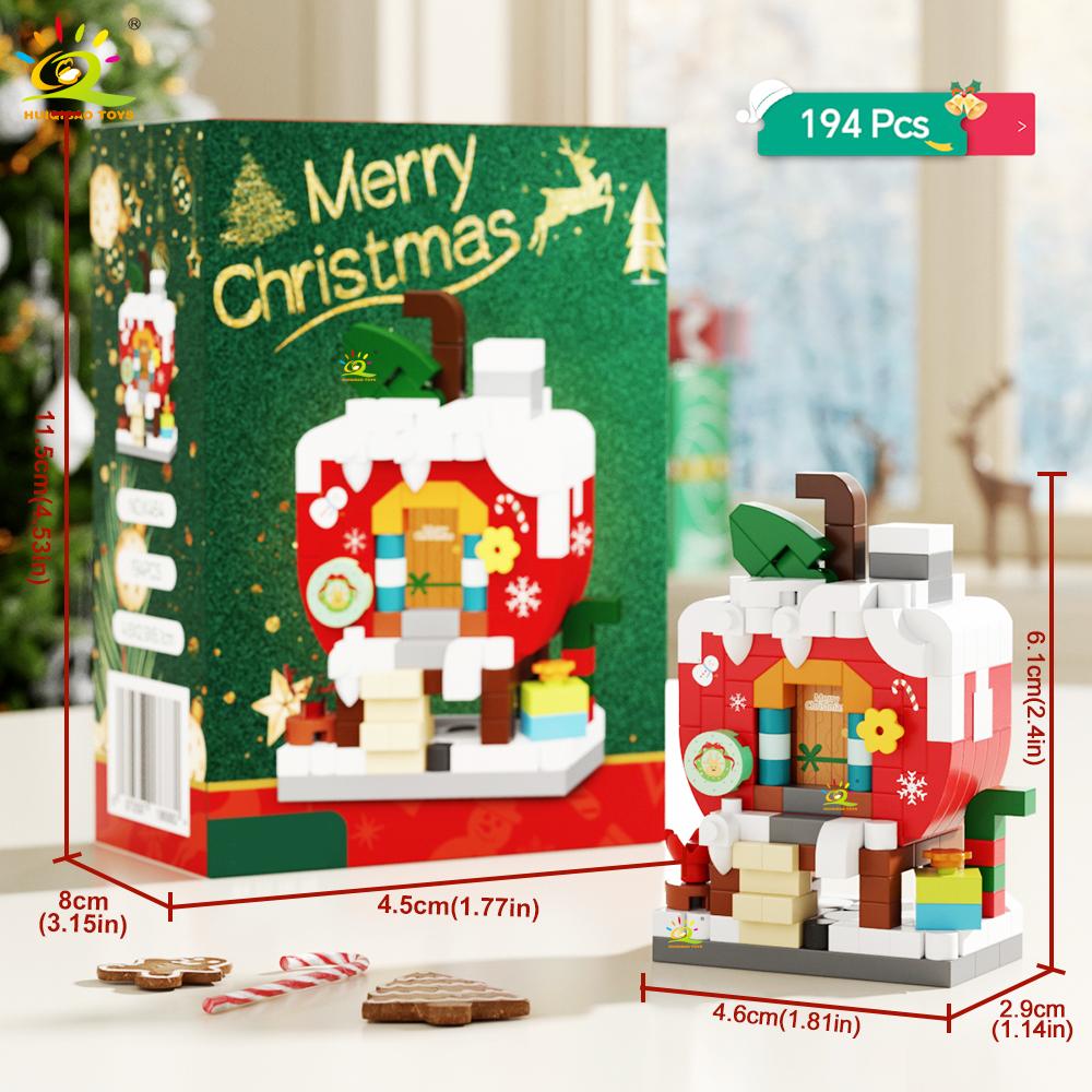 HUIQIBAO MOC Christmas Santa Claus House Building Blocks City Snow Man Candy Home Xmas Tree Brick Set Toy for Children Kids Gift