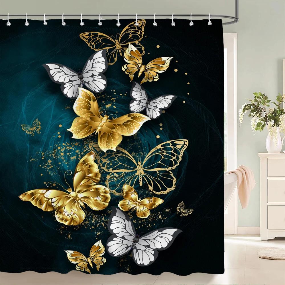 3D Beautiful Butterfly Printed Shower Curtains Bathroom Curtains Waterproof Polyester Frabic Decoration Bath Curtain 180X180cm