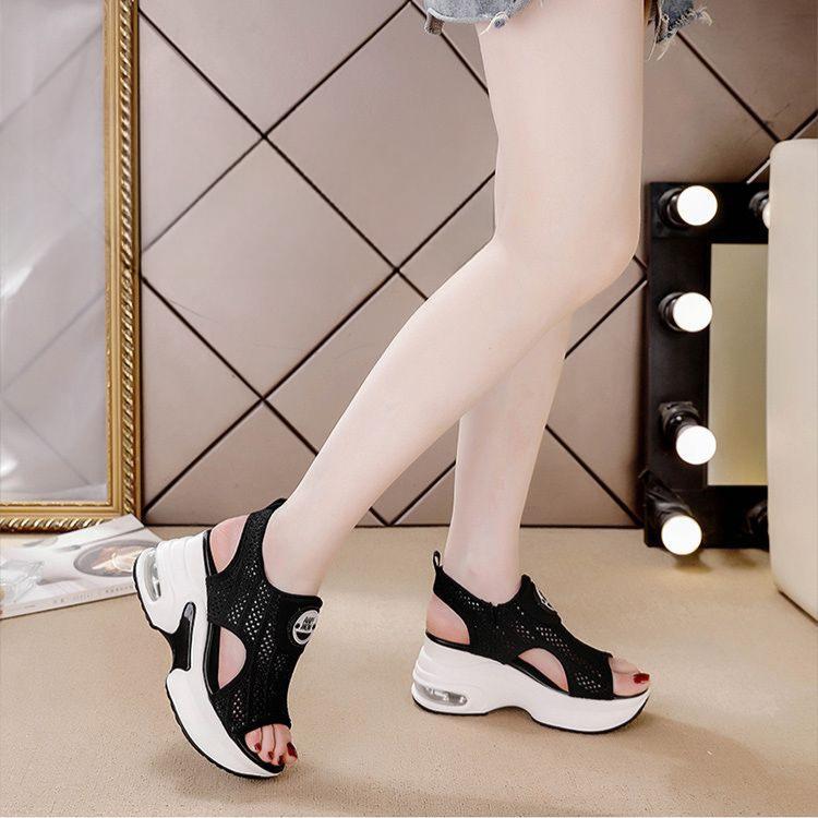 Wedge Sandals Women's Platform Sole Summer 2025 New Soft-Soled Flatform Bottom Cutout Mesh Sandals Women