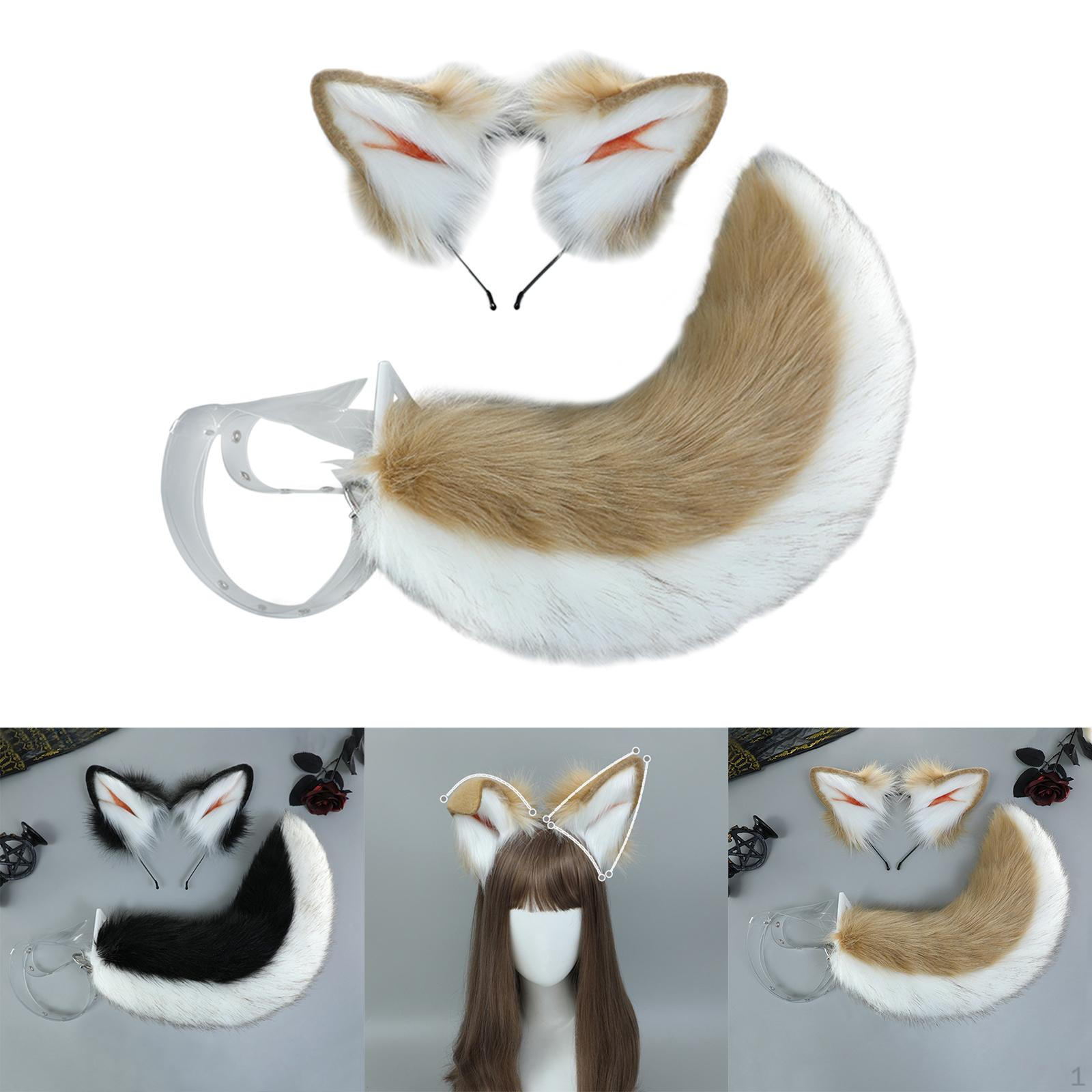 Набор Ушей и Хвоста Собаки - Веселый Звериный Косплей White