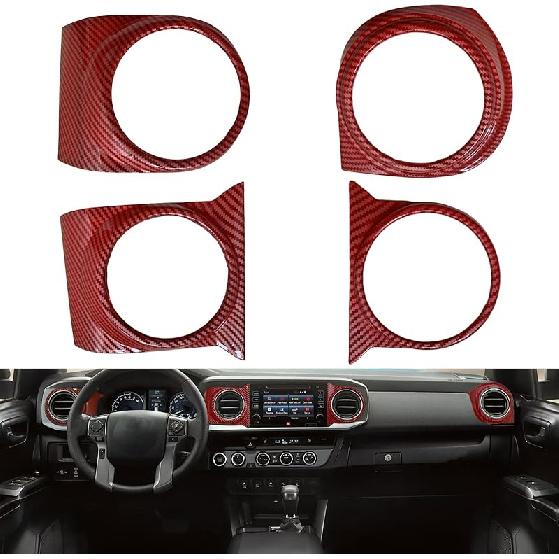 Car Inner Central Console Air Conditioning Vent Rings Frame Cover Trim Car Accessories Fit for Toyota Tacoma 2016 2017 2018 2019 2020 2021 2022