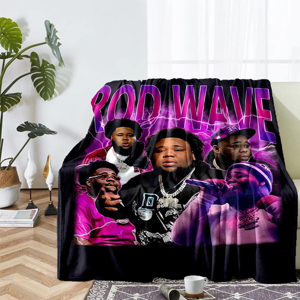 Rod Wave Theme Printed Blanket - Perfect for Couch, Bed, Travel & Outdoor Use | Machine Washable, Cozy & Durable.