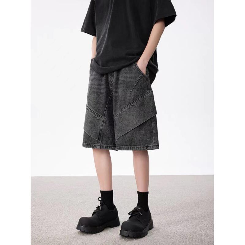 Мужские прямые джинсы JYL Новые Летние Цветные Блоки Граффити High-Street Джинсовые в Пол S алиса синий