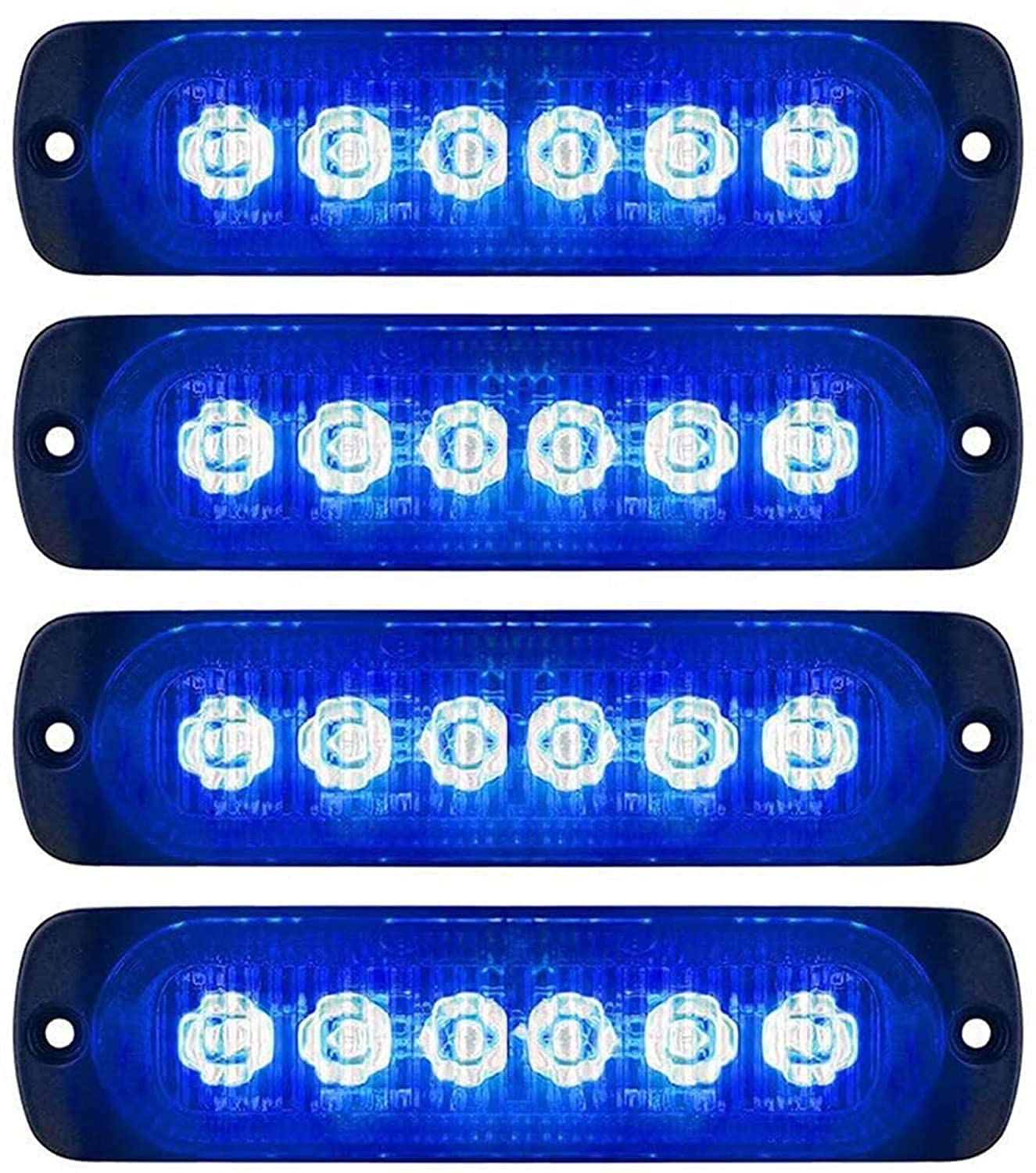 

Светодиодный аварийный предупреждающий свет, 4 шт. 6 светодиодов Безопасность Первая помощь Мигающий 12-24 В Янтарный стробоскоп Предупреждающий свет об опасности Водонепроницаемый (синий) синий