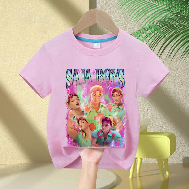 KPop Demon Hunters Saja Boys Cartoon Boys Girls T-shirt 2025 Round Neck Print Fashion Casual Top Children's T-shirt Clothing