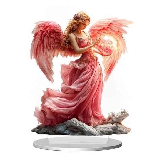 Prayer Angel Table Sign 2D Flat Acrylic Angel Desktop Ornament for Tabletop Shelf Entryway