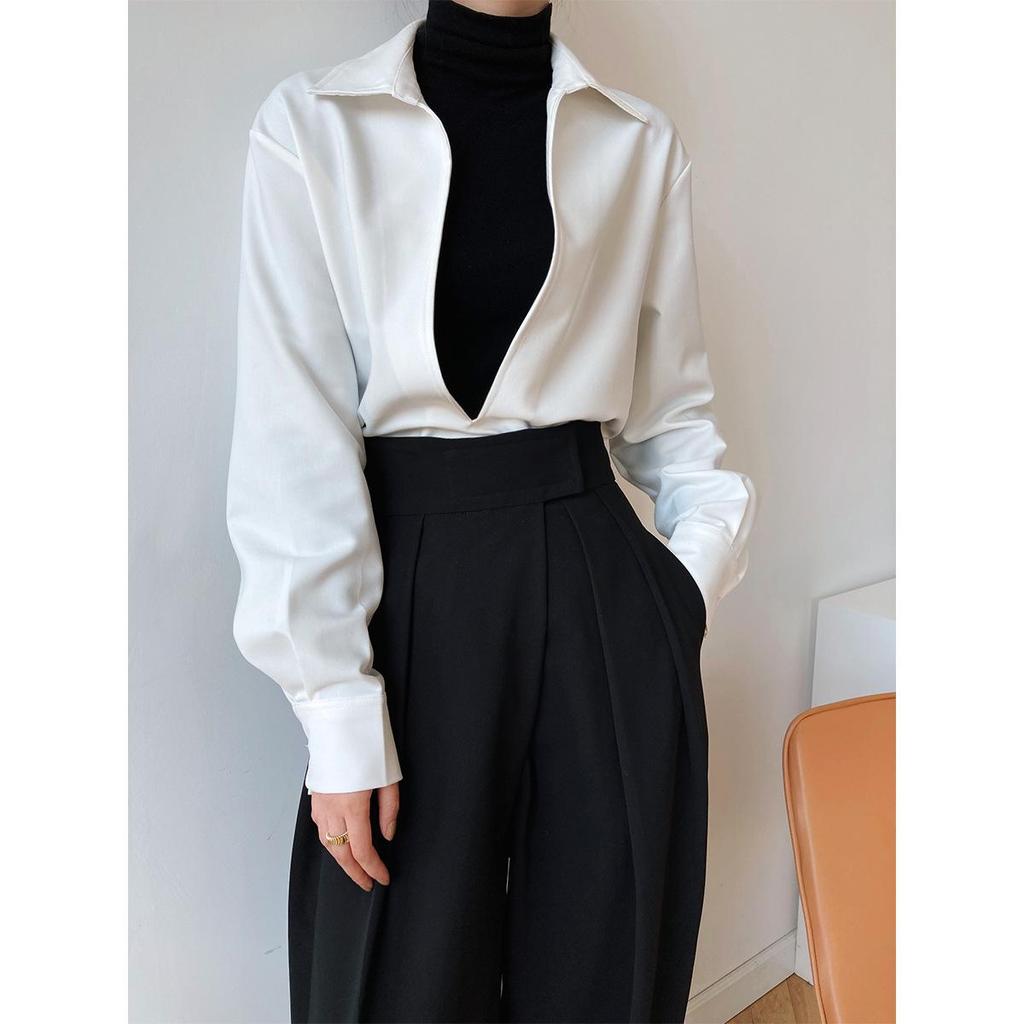 LUXI 2025 Autumn Women’s Long Sleeve V-Neck Fashion Top