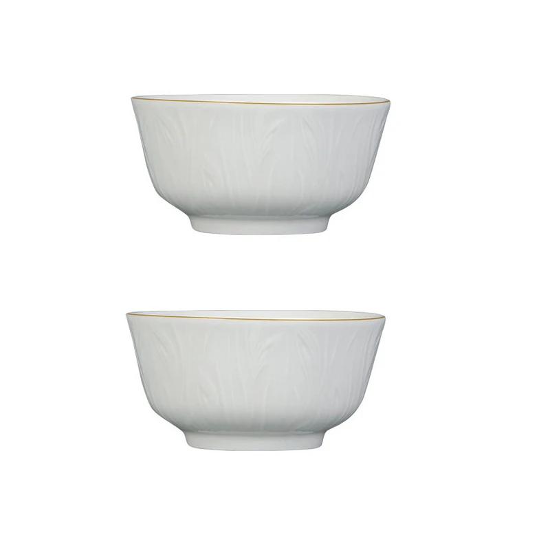 SHUNXIANG Ceramic Bowls Plates White Nordic Relief Dinnerware Dishes Rice Bowl Vegetable Plate Salad Soup Tray Kitchen Tableware