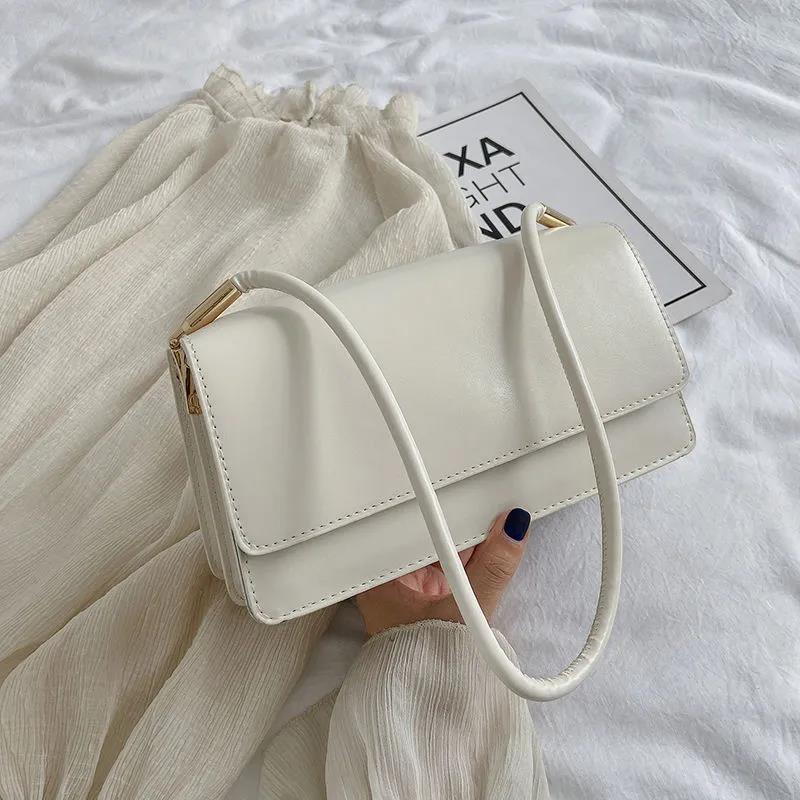 

Женские повседневные сумки, маленькие квадратные сумки, простые сумки подмышками, однотонная универсальная сумка на одно плечо белый