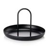 Serving Tray Metal Round Portable Table Top Storage Tray Simple Modern Style with Handle Black