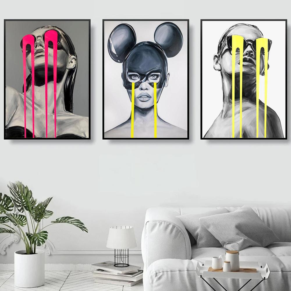Abstract Fashion Woman Sunglasses Wall Art Poster Modern Popular Home Living Room Decoration Canvas Painting Mural Print Picture