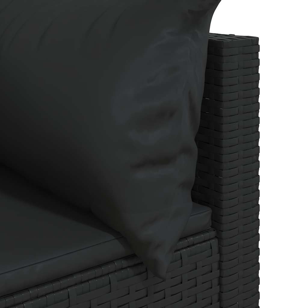 Vidaxl Corner Sofa Modules With Cushions, 2 Pcs, Black, Poly Rattan