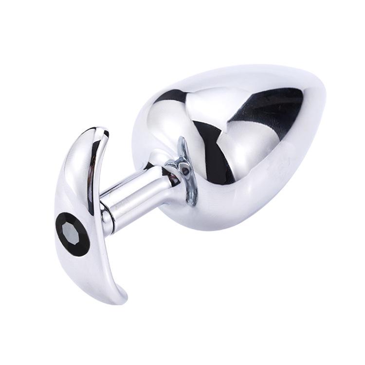 Metal G-Spot Butt Plug with Diamond Accents for Self-Pleasure