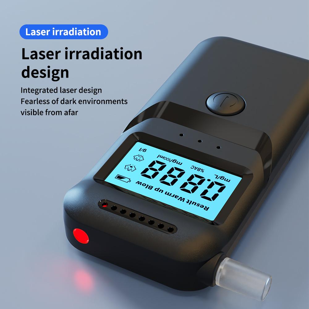 Alcohol Detector Portable Digital Alcohol Breath Tester LCD Display Breathalyzer for Drunk Driving Test Use with 5 Mouthpieces