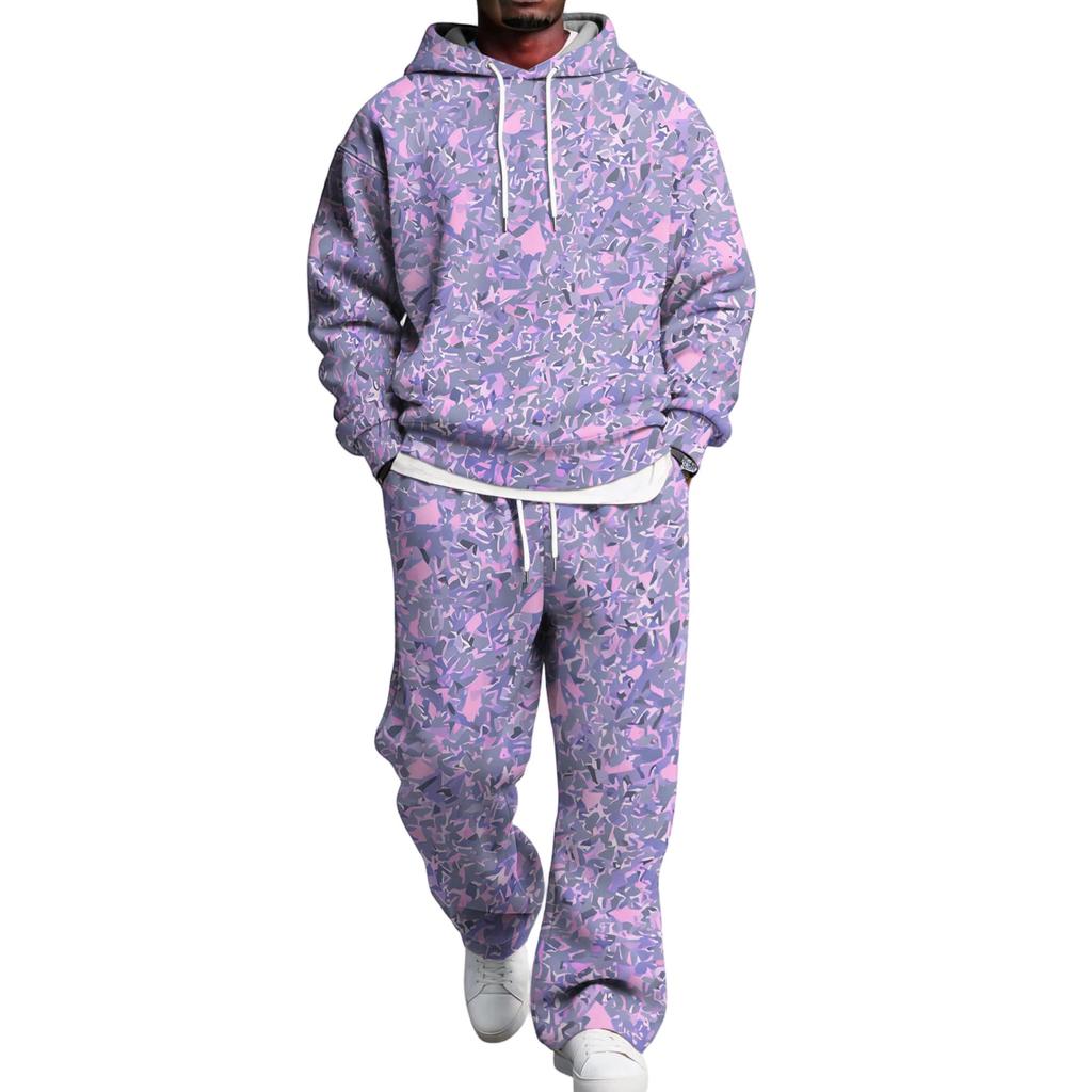 Pánská vrstvená mikina s kapucí a nákladové kalhoty Set s elastickým pasem Ležérní outfit