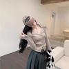 Coat Cover Up Long Sleeve Gray Cardigan Women Early Fall V Neck Turn Down Collar Knit Top Slim Fit Base Layer Shirt