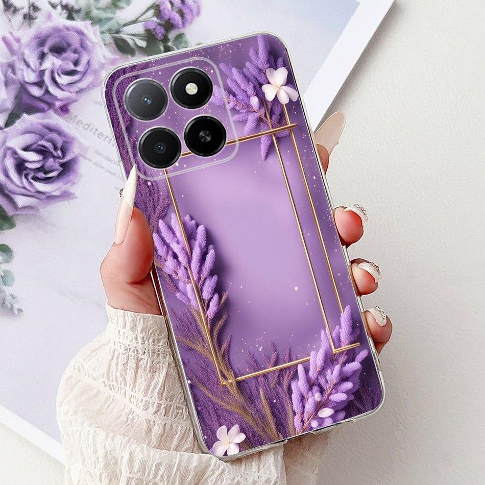 Phone Case For Honor X5b Plus X6b X7b X8b X9b 5G Elegant Flower Cat Painted Soft Silicone TPU Cases