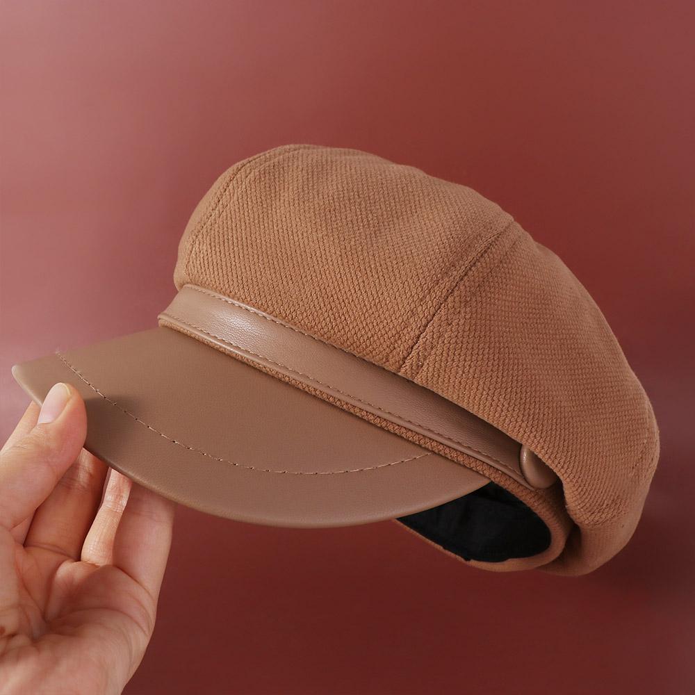 Casual Pu Leather Beret Retro Style Painter Hat Elegant Women's Beret  Lady