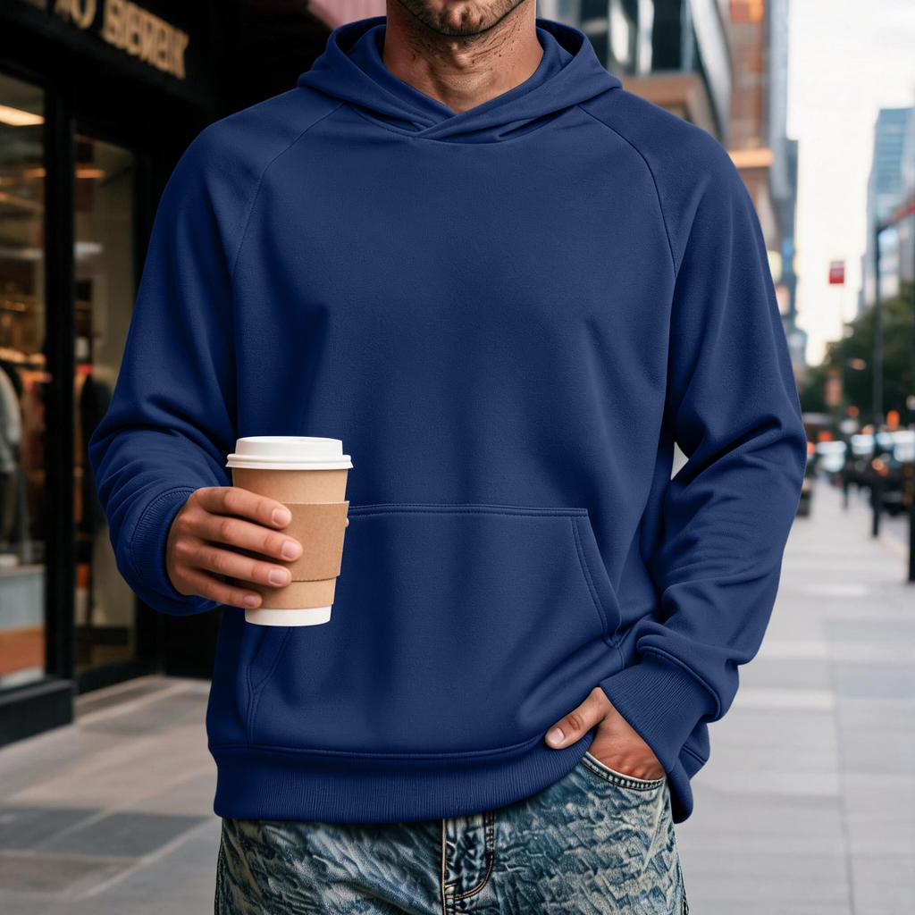 Men's Raglan Hoodie with Pocket - Long Sleeve Casual Pullover