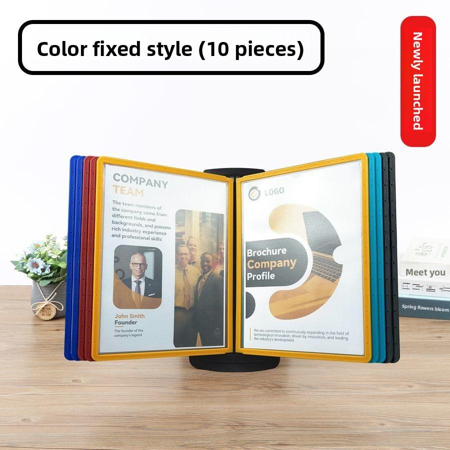 Flip File Rack A4 File Display Rack Desktop Introduction Menu Display Promotional Page 20 360 Rotary Display (as the picture,page turn only)