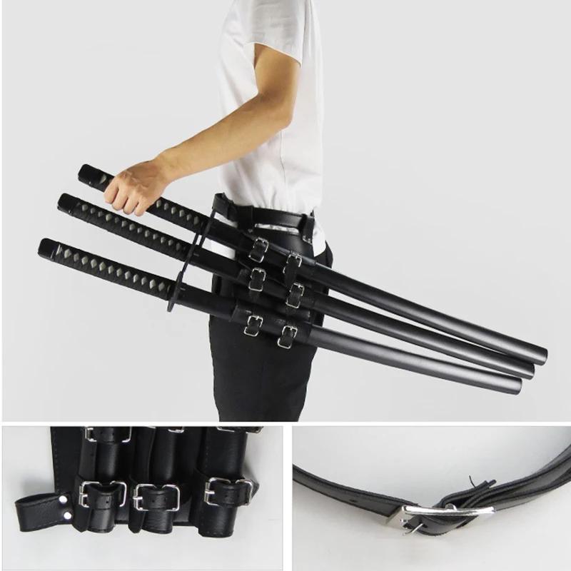 Fekete/Fehér PU Bőr Katana Kardtartó Középkori Öv Tok Halloween Kellékek Anime Cosplay Lovag Szamuráj Ninja Deréktok