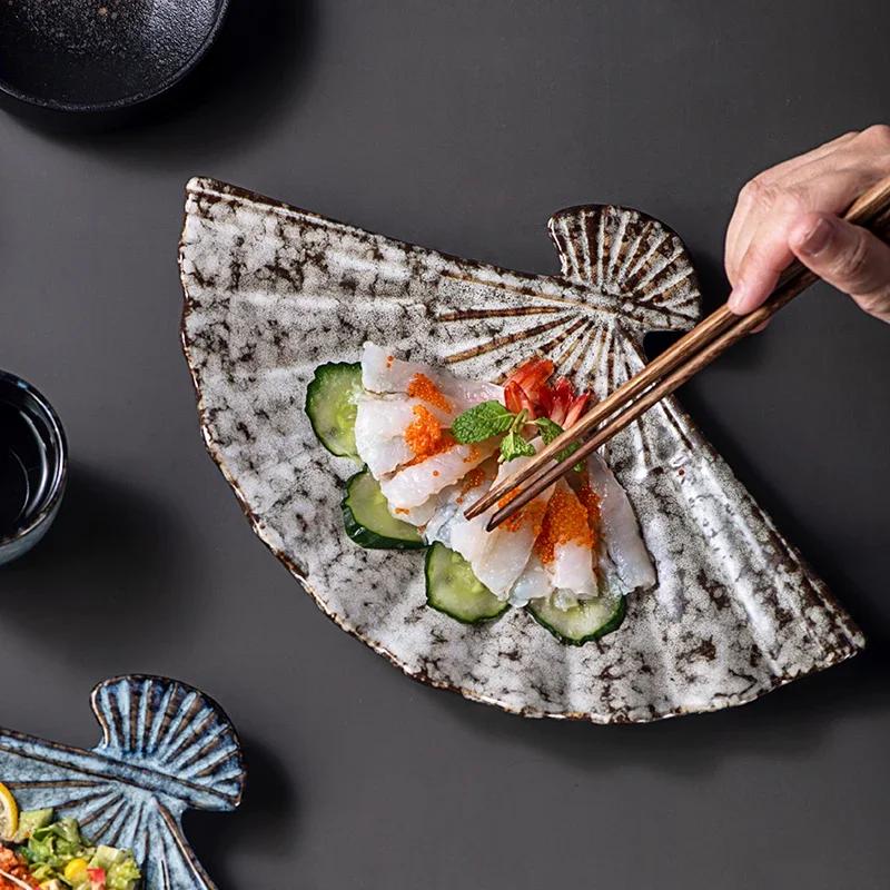 Japoński talerz w kształcie wachlarza do sushi Kreatywny nieregularny hotelowy domowy spersonalizowany przekąski dim sum zastawa stołowa