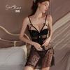 Women's Plus Size Lace Sheer Mesh Slim Sleep Dress Costume Lingerie Set